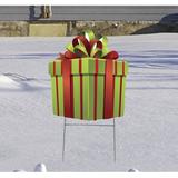 The Holiday Aisle® Present Garden Stake Plastic in Green/Red | 20 H x 17 W x 0.1875 D in | Wayfair 70429187E03144928E578F310EF8566C