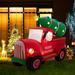 The Holiday Aisle® 7FT Christmas Santa Claus On Pick Up Truck Inflatable Decor Polyester in Green/Red | 84 H x 86.61 W x 35.43 D in | Wayfair