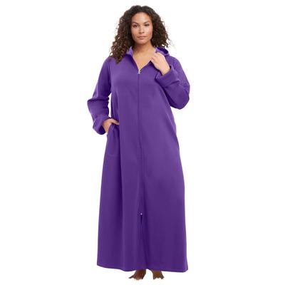Plus Size Women's Long Hooded Fleece Sweatshirt Robe by Dreams & Co. in Plum Burst (Size L)