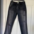 Free People Jeans | Free People Button Fly Distressed Jeans | Color: Black | Size: 2