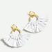 J. Crew Jewelry | J.Crew New White Conga Fabric Earrings | Color: Gold/White | Size: Os