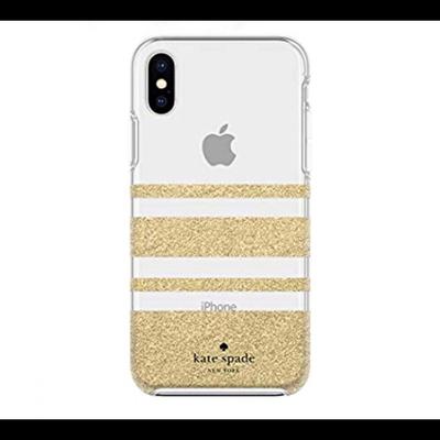 Kate Spade Accessories | Kate Spade Charlotte Stripe Gold Iphone Xs Max | Color: Gold/Silver | Size: Xs Max