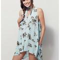 Free People Dresses | Fp Easter Floral Spring Summer Choker Tank Top Tunic Mini Dress | Color: Blue/Green | Size: S
