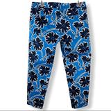 J. Crew Pants & Jumpsuits | J. Crew Blue Floral Print Stretch Capri Pants | Color: Black/Blue | Size: 8