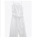 Zara Pants & Jumpsuits | New Zara Belted Jumpsuit 100% Organic Cotton | Color: White | Size: M