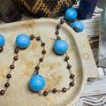 Anthropologie Jewelry | Kate Mccullar Turquoise Beaded 925 Silver Necklace | Color: Blue/Brown | Size: Os