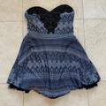 Free People Dresses | Free People Strapless Blue/Black Dress Top Sz Med | Color: Black/Blue | Size: M