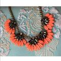 J. Crew Jewelry | J.Crew Statement Necklace Resin Flower Crystal | Color: Gold/Orange | Size: Os