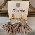 Madewell Jewelry | Madewell Raffia Tassel Hoop Earrings | Color: Cream/Purple | Size: Os