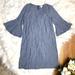 J. Crew Dresses | J. Crew Bell Sleeve Blue Pinstripe Shift Dress 6 | Color: Blue/Gray | Size: 6