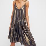 Free People Dresses | Free People Gold Metallic Slip Dress | Color: Gold | Size: S