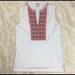 J. Crew Tops | J. Crew Women's Xxs Embroidered Placket Tank Top | Color: Red/Tan/White | Size: Xxs