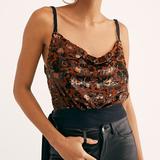 Free People Tops | Freepeople Sequin Cheetah Party Top | Color: Blue/Brown | Size: S