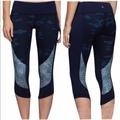 Lululemon Athletica Pants & Jumpsuits | Lululemon Cropped Blue Pattern Leggings | Color: Blue | Size: 2