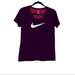 Nike Tops | New Nike: Medium Women’s Maroon Nike Swoosh Logo Round Neck Short Sleeve T-Shirt | Color: Purple/Red | Size: M