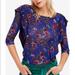 Free People Tops | Free People Womens Floral Print Ruffled Blouse | Color: Blue | Size: M