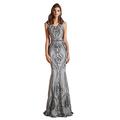 wangmengzi Women's Sexy Sequins Trumpet Mermaid Dresses Evening Dress Long Party Prom Gown 8 Silver