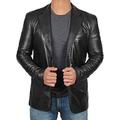 DeColure Men's Urban Coat Black Genuine Lambskin Vintage Leather Jacket Blazer in Premium Quality - Medium