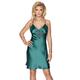 Naughty Bitz Ladies Beautiful Teal Satin Lace Embroidered Front Criss Cross Back Nightdress Large (UK 12-14)