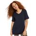 Plus Size Women's V-neck A-line Tunic by ellos in Black (Size 2X)