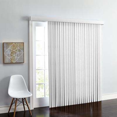 Wide Width Embossed Vertical Privacy Slat Blinds by BrylaneHome in White (Size 78" W 63" L) 3.5 inch Slats Window Privacy Reversible
