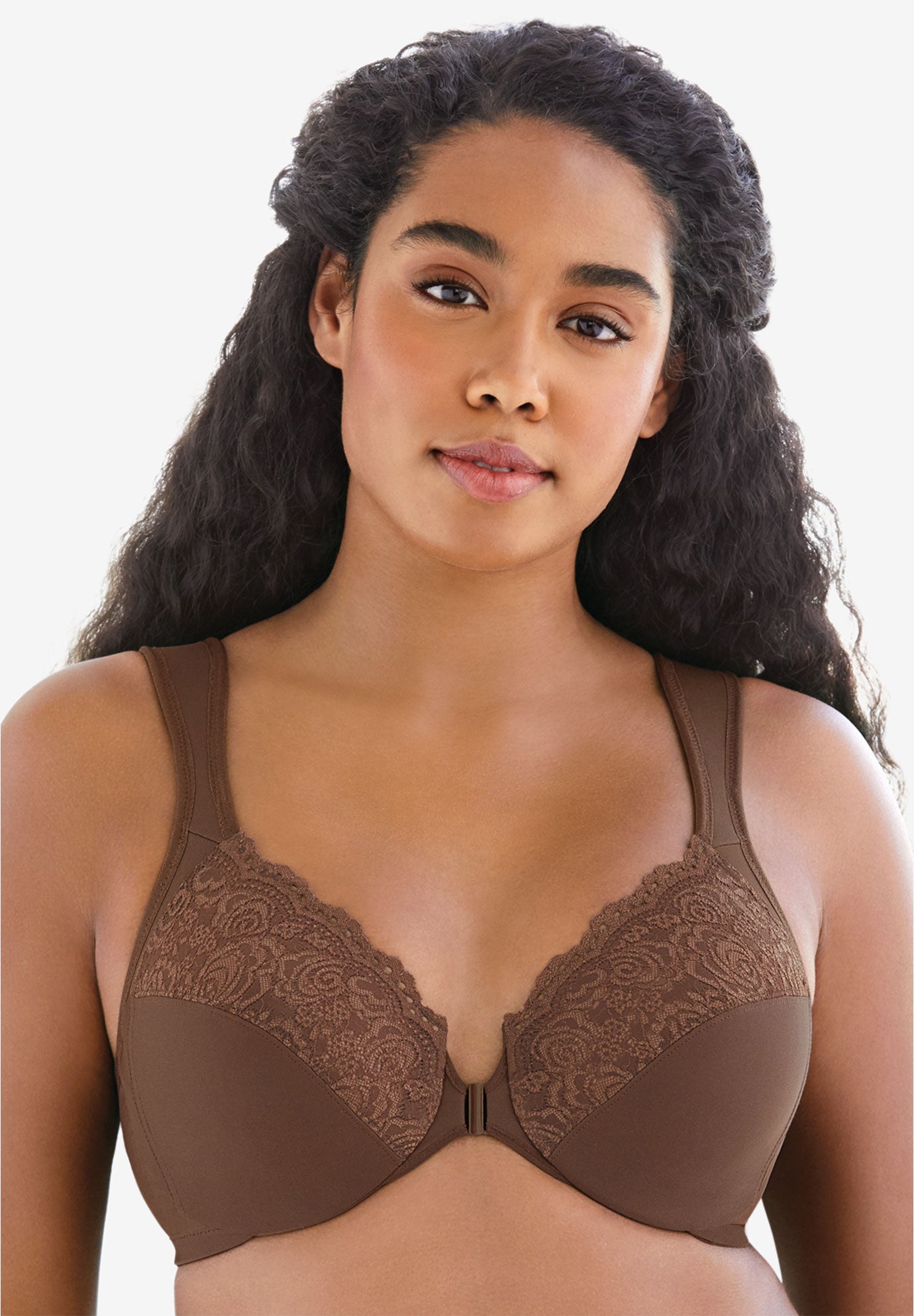 Plus Size Women's Wonderwire® Front-Close Underwire Bra 1245 by Glamorise in Mocha (Size 40 G)