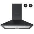 FIREGAS Black Chimney Cooker Hood 60cm with Carbon Filters Stainless Steel Wall Mounted Extractor Hood Recirculating & Ducting Extractor Fan Black Cooker Hood