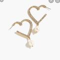 J. Crew Jewelry | J. Crew Heart Shaped Pave Earrings With Pearl Drop | Color: Gold | Size: Os