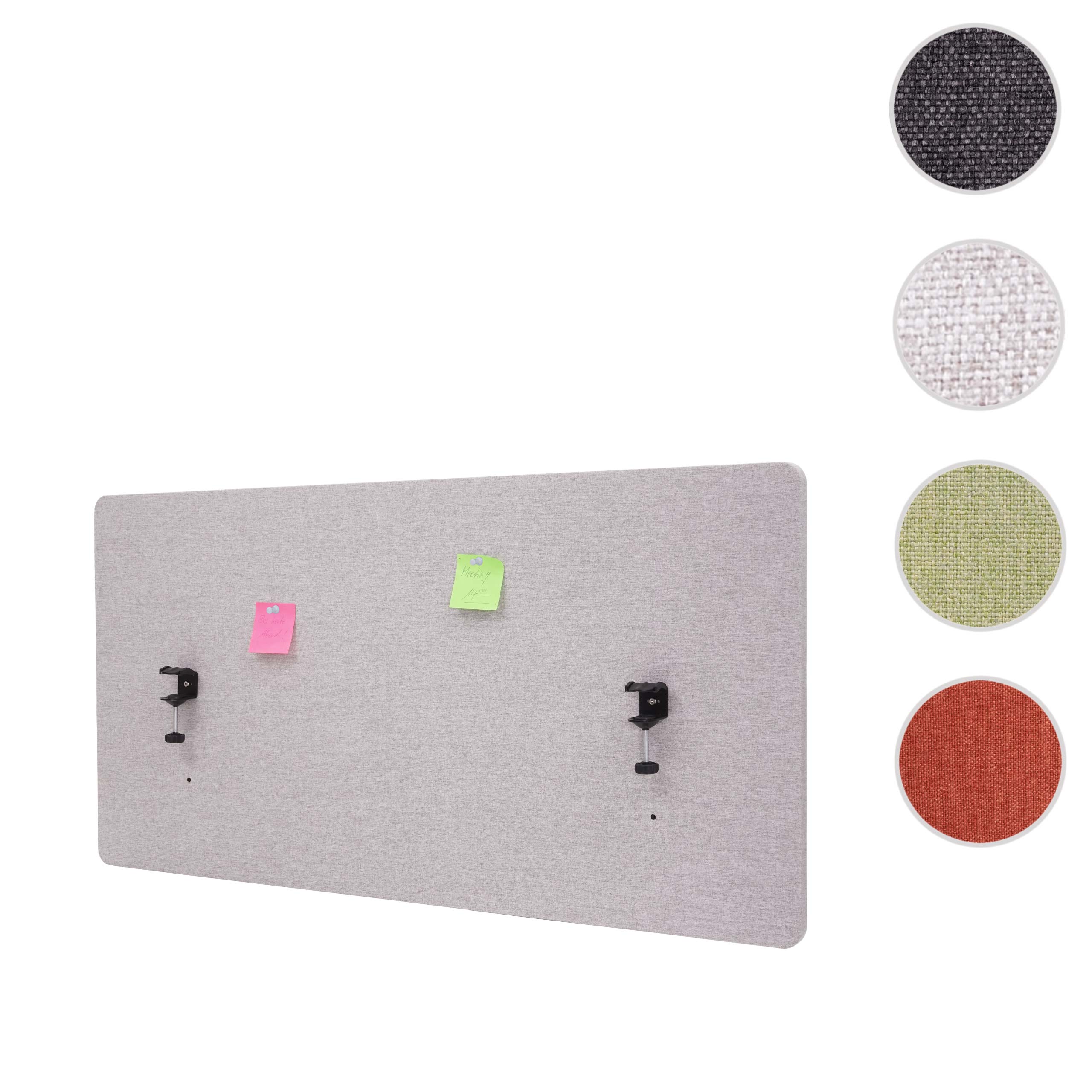Akustik-Tischtrennwand HWC-G75, Büro-Sichtschutz Schreibtisch Pinnwand, doppelwandig Stoff/Textil ~ 60x120cm grau Image