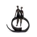 Brillibrum Design Sculpture Love Couple Made of Polyresin Pair Figurine Sitting Love Statue Bronze Friendship Decoration Bronze Coloured on Black Ring Gift Idea