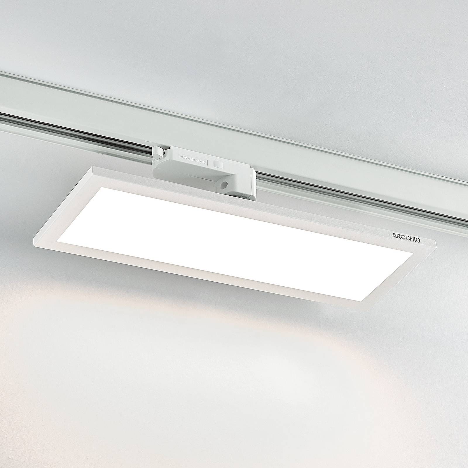 Arcchio LED-Panel Hairis, weiß, 4.000 K, 30 cm, 3-Phasen Hairis, weiß / opal, für Arbeitszimmer / Büro, Kunststoff, Modern, Stromschienenstrahler