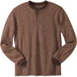 Men's Big & Tall Waffle-Knit Thermal Henley Tee by KingSize in Heather Brown (Size XL) Long Underwear Top