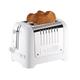 Dualit 2 Slice Lite Toaster | 1.1kW Toasts 60 Slices an Hour | Polished with High Gloss White Trim | Bagel & Defrost Settings | 36 mm Wide Slots | 26203