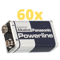 60x Panasonic 6LR61 Powerline 9V-Block E-Block Alkaline Industrial Rauchmelder Image