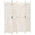 vidaXL Hand carved 4-Panel Room Divider White 160x165 cm Solid Mango Wood