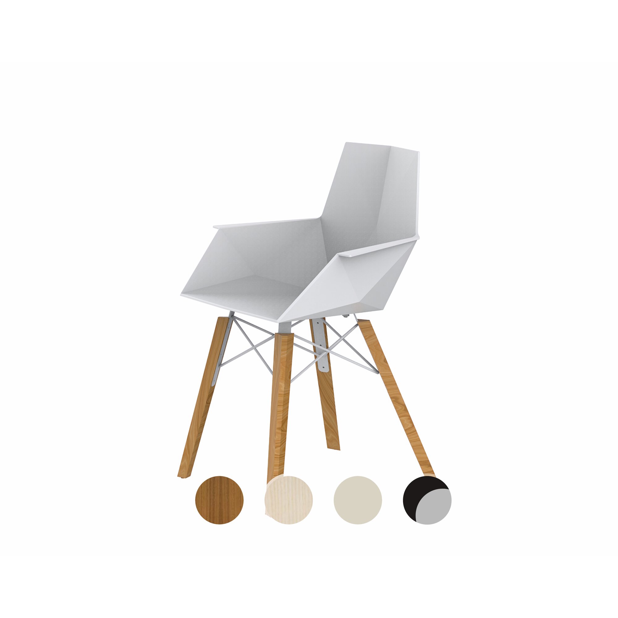 Vondom »FAZ Wood« Armlehnstuhl Basic Matt / Ecru / Eschenholz hell