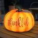 Exhart Thankful Led Harvest Pumpkin Statuary w/ Battery Powered Automatic Timer, 8.5 Inches Resin | 7.5 H x 8.5 W x 8.5 D in | Wayfair 16777-RS