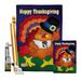 Breeze Decor Happy Thanksgiving Turkey 2-Sided Polyester 40 x 28 in. Flag set in Black/Blue/Red | 40 H x 28 W x 4 D in | Wayfair