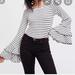 Free People Tops | Free People Bell Sleeve Long Sleeve Shirt | Color: Gray/White | Size: M