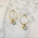Anthropologie Jewelry | Anthropologie Hammered Gold Hoop Stone Earrings | Color: Blue/Gold | Size: Os