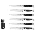 lief + svein German Steel Steak Knife Set. 6 Pc Steak Knives with Block. Premium 1.4116 Stainless Steel Knives with Highly Polished Handles. Sharp Serrated Steak Knives Set of 6. Best Steak Knifes.