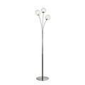 3 Way Satin Nickel Floor Lamp with Aluminium and Glass Shade. This Contemporary 3 Way Floor Lamp is Complete with Glass Globe Design Shades in-Line On/Off Foot Switch.