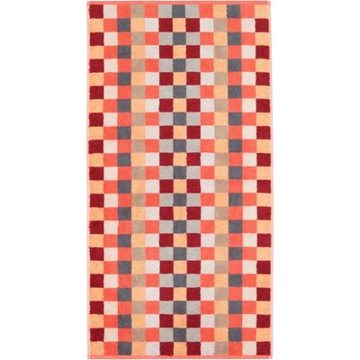 Cawö Handtücher Unique Karo 942 koralle - 22 Handtuch 50x100 cm Weiss