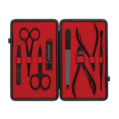 Czech & Speake Leather-Bound Manicure Set - Black/Red