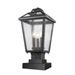 Z-Lite Bayland 18 Inch Tall 3 Light Outdoor Pier Lamp - 539PHMS-SQPM-BK