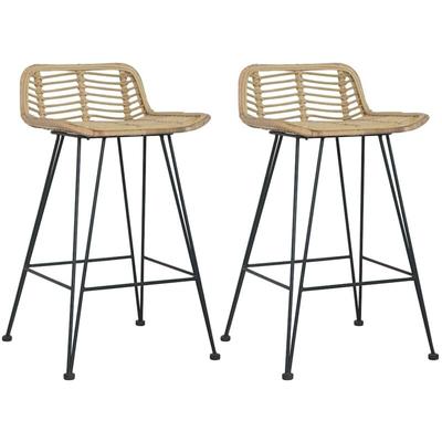 Barhocker 2 Stk. Rattan Natur - Vidaxl Image