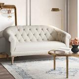 Alcott Hill® 64.25" Cotton Rolled Arm Settee Cotton in White | 33.5 H x 64.25 W x 33.75 D in | Wayfair D2A53790101D464484A0034E3A7811F3
