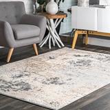 White 36 x 0.31 in Area Rug - Dakota Fields Modern Abstract Power Loom Beige Rug, Polypropylene | 36 W x 0.31 D in | Wayfair