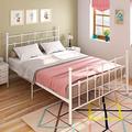 Panana Double Bed Frames 4FT6 Metal Bedstead Base Vintage Platform Mattress Foundation with Headboard Footboard for Kids Adults, White,Suit for 135 * 190cm mattress (White, Model5)