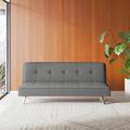 Ebern Designs Twin 64.9" Wide Tufted Back Convertible Sofa Wood/Polyester in Gray | 28.7 H x 64.9 W x 36.5 D in | Wayfair